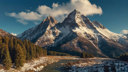 Panoramic view of Matterhorn peak in Zermatt, Switzerland