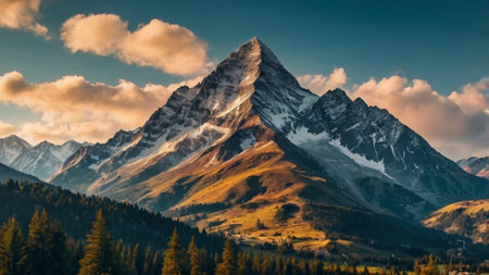 Panoramic view of Matterhorn mountain in Zermatt, Switzerlandの写真素材
