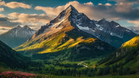 Panoramic view of Mount Matterhorn in Zermatt, Switzerland
