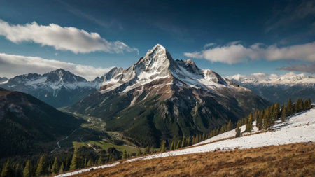 Panoramic view of the Matterhorn in the Swiss Alps.の写真素材