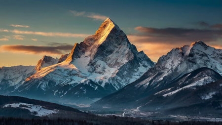 Matterhorn peak at sunrise, Zermatt, Switzerland.の写真素材