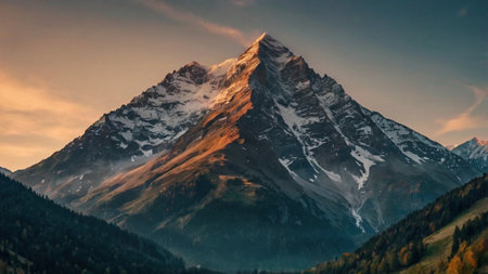 Matterhorn mountain peak at sunrise in Zermatt, Switzerlandの写真素材