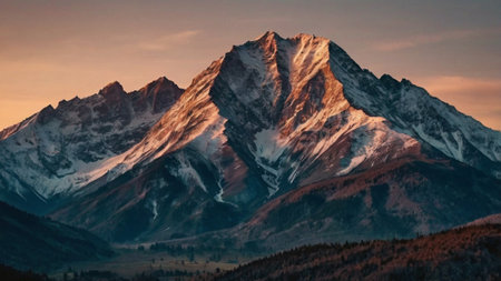 Mountains in the autumn at sunset.の写真素材