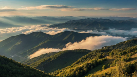 Beautiful mountain landscape in the morning. Carpathians, Ukraineの写真素材