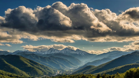 Beautiful view of the Caucasus mountains in Georgia. Toned.の写真素材