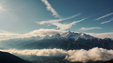 Mountains and cloudsの写真素材