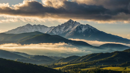Mountain landscape in the morning. Caucasus, Georgia.の写真素材