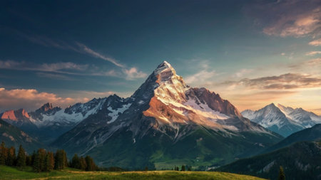 Panoramic view of mount Matterhorn in Zermatt, Switzerlandの写真素材