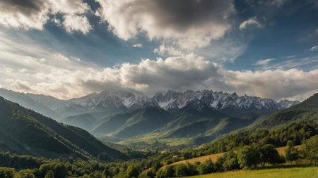 Panoramic view of the Caucasus mountains in summer, Georgia.の写真素材