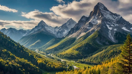 Panoramic view of Mount Matterhorn in autumn, Switzerland.
