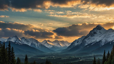 Sunset in the mountains of the Western Tatras, Slovakia.の写真素材