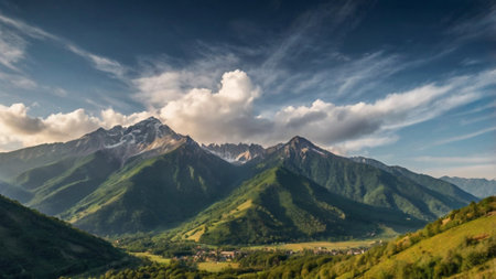Panoramic view of the mountains in Georgia. Caucasus Mountains.の写真素材