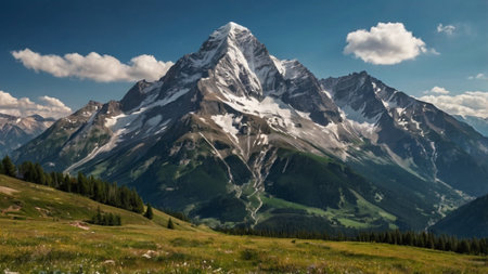 Panoramic view of Mount Matterhorn in Zermatt, Switzerlandの写真素材