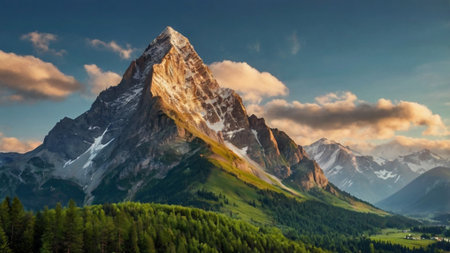 Panorama of the Matterhorn in the morning. Zermatt, Switzerlandの写真素材