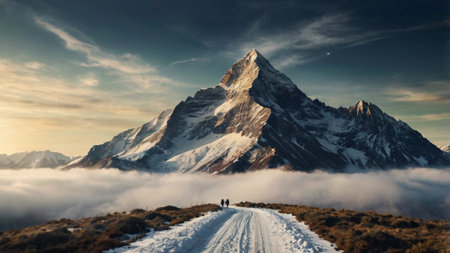 Matterhorn mountain peak at sunrise, Zermatt, Switzerlandの写真素材