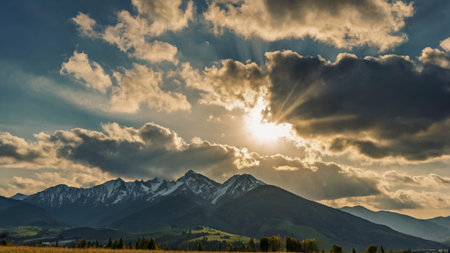 Sunset in the mountains. Tatra Mountains, Poland, Europe.