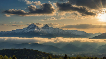 Sunset over the Himalayas, Uttarakhand, India