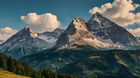 Panoramic view of the mountain Matterhorn in Alps, Switzerlandの写真素材