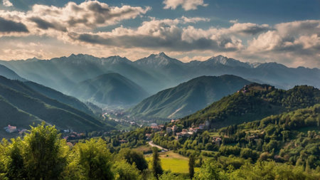 Panoramic view of Svaneti, Georgia, Europeの写真素材