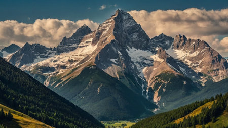Beautiful panoramic view of the mountains in the Swiss Alpsの写真素材