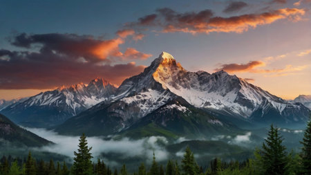 Beautiful panorama of Mount Fitz Roy at sunrise, Patagonia, Argentina