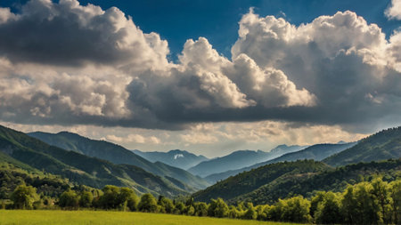 beautiful mountain landscape in the Carpathian Mountains, Ukraine.の写真素材