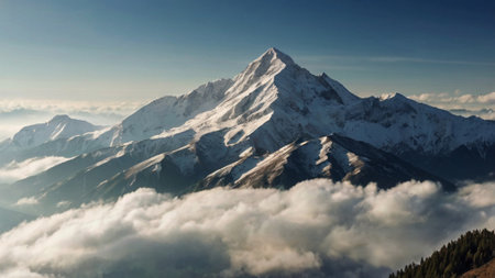 panoramic view of mountains, Annapurna region, Nepalの写真素材