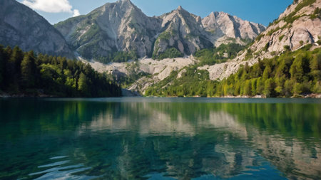Idyllic alpine lake in the Dolomites, Italy
