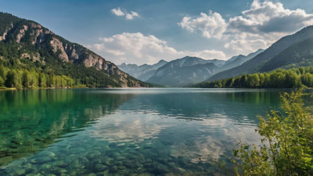 Panoramic view of Karagol (Black lake) a popular destination for tourists,locals and travelers in...
