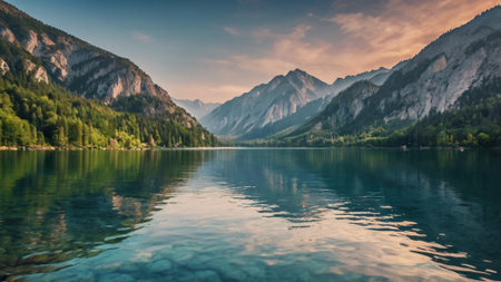 Panoramic view of beautiful lake braies in south tyrol, italy