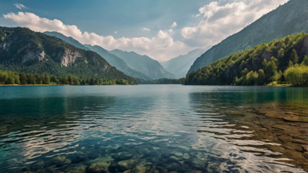 Panoramic view of the Karagol (Black lake) a popular destination for tourists,locals and travelers in Eastern Black Sea,Savsat, Artvin, Turkeyの写真素材