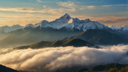 Beautiful panoramic view of the mountains at sunset.
