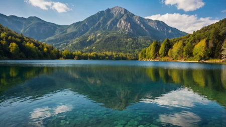 Mountain lake with reflection of the mountains in the water, Austria