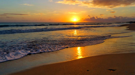 Sunset on the beach of the Caribbean Sea, Dominican Republic.