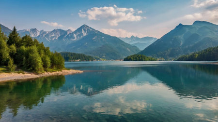 Panoramic view of the Karwendel lake, Austriaの写真素材