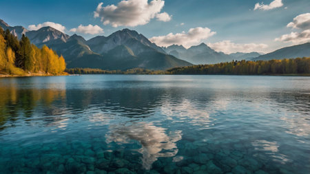 Panoramic view of alpine lake Brienz, Switzerland