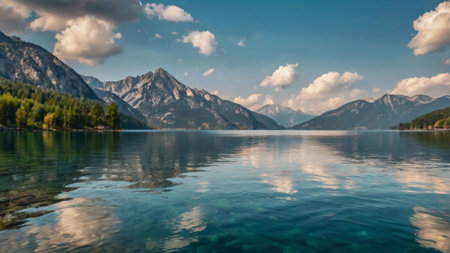 Panoramic view of the lake of Konigssee in Bavaria, Germany
