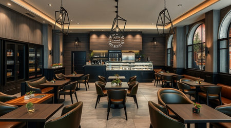 3D rendering of a new luxury restaurant in european style