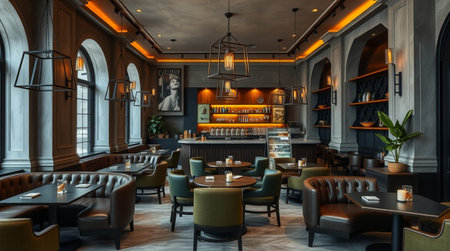 3D rendering of a vintage bar with a beautiful interior design.