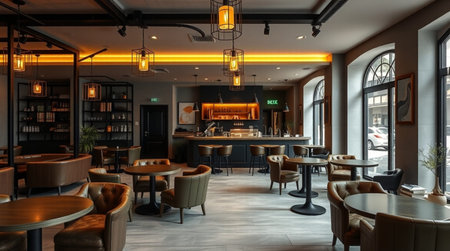 Luxury restaurant interior design. 3d rendering mock up.の写真素材