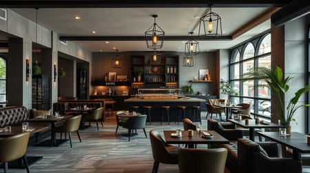 Interior of a modern restaurant. 3d render. 3d illustration
