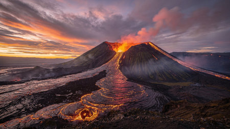A breathtaking natural landscape featuring stunning scenery with dramatic lighting, vibrant colors, and atmospheric conditions. This high resolution image captures the raw beauty of nature in its most majestic form, perfect for backgrounds, wallpapers, and nature themed projects.