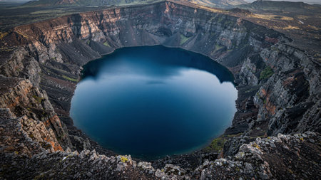 Panoramic view of the crater of Kawah Ijen volcano, Indonesia