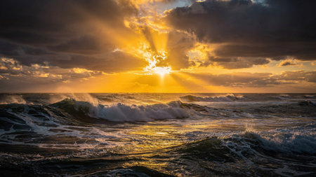 Sunset on the Atlantic Ocean in Tenerife Canary Islands Spain