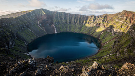 Crater of volcanic crater on the island of Sao Miguel, Azores