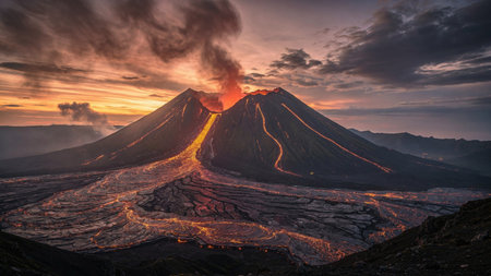 Mount Bromo volcano at sunrise, Java, Indonesia. View from Mount Bromo.