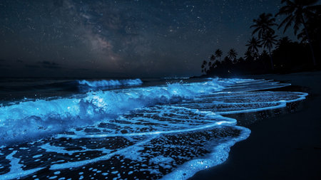 Beautiful view of the sea and the starry sky at night