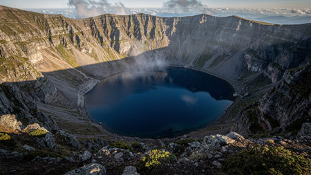 Panoramic view of the Crater lake in the Carpathian Mountains, Ukraine