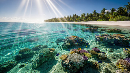 Beautiful tropical coral reef at Seychelles - nature background