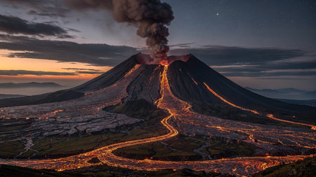 Volcanic eruption of Mt. Bromo, Java, Indonesia